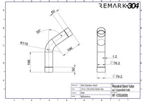 304 Stainless Steel 55° Mandrel Bends w/ Slip Fit Ends