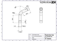 304 Stainless Steel 65° Mandrel Bends w/ Slip Fit Ends