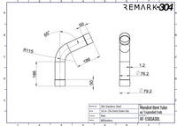 304 Stainless Steel 65° Mandrel Bends w/ Slip Fit Ends