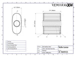 SS304 Oval Muffler Canister - Center Inlet/Outlet - 8.9" x 4.0" x 7.9"