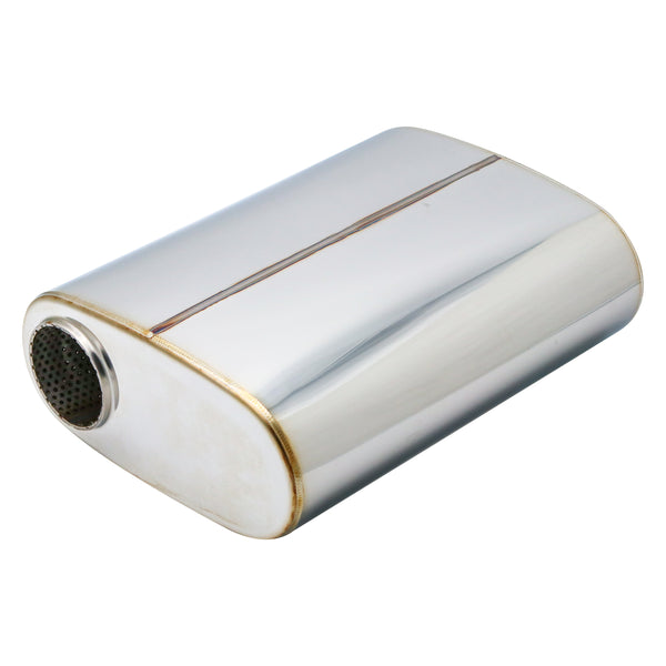 SS304 Oval Muffler Canister - Offset Inlet/Outlet - 8.9" x 4.0" x 11.8"